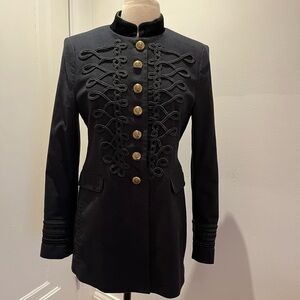 Elegant Black Military-Style Women's Blazer
